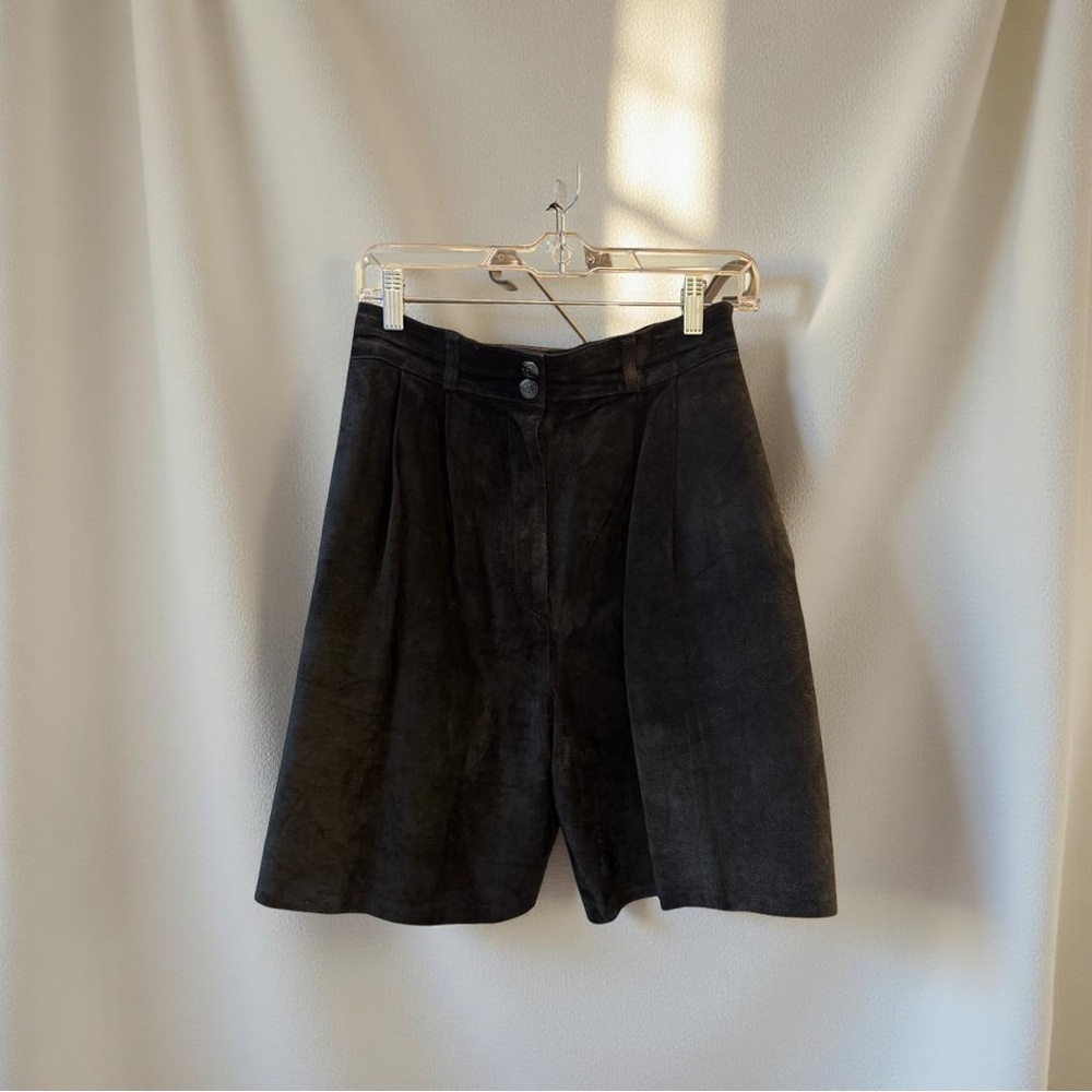 Bagatelle Vintage Black Suede 100% Leather Women's Bermudas